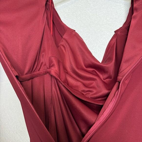 Jovani Off the Shoulder Draped Cape Sleeve Burgundy Dress 12 - Picture 7 of 7